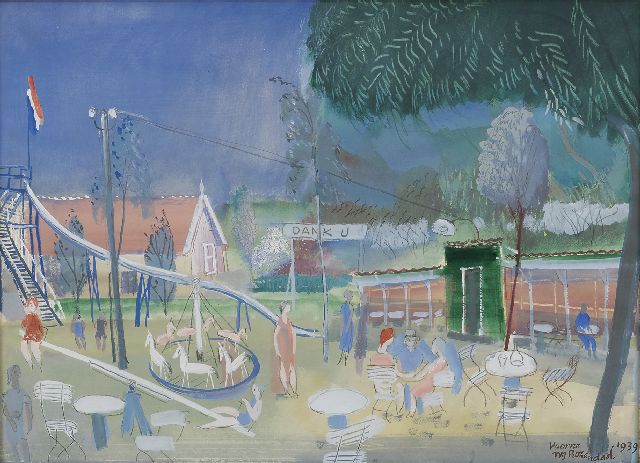 Rozendaal W.J.  | Speeltuin op Voorne, gouache op papier 40,0 x 51,2 cm, gesigneerd r.o. en gedateerd 'Voorne' 1939