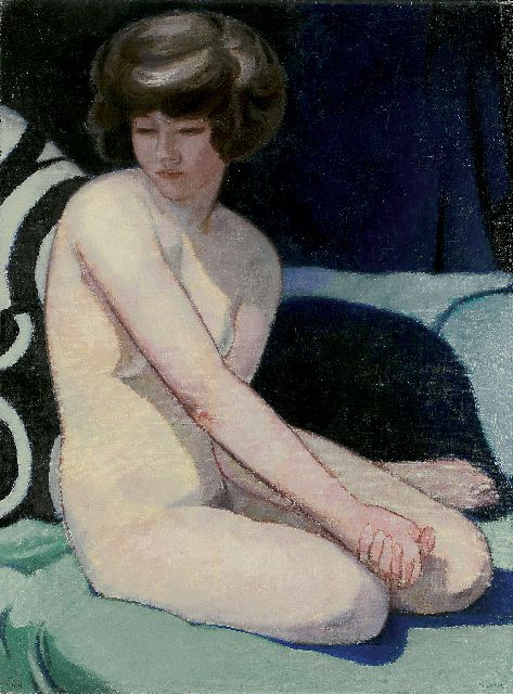 Kloos C.  | Naakt en kussens, olieverf op doek 80,2 x 60,2 cm, gesigneerd r.o. en gedateerd 1928