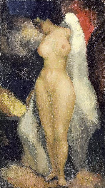 Kelder A.B.  | Vrouwelijk naakt, olieverf op doek 47,3 x 27,5 cm, gesigneerd l.o.