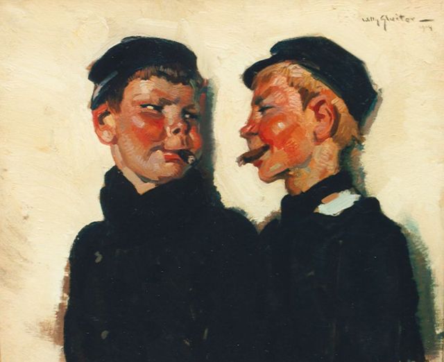 Willy Sluiter | Boefjes, olieverf op doek op paneel, 39,6 x 46,7 cm, gesigneerd r.b. en gedateerd 1914