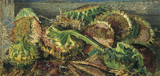 Richters M.J.  | Zonnebloemen, olieverf op doek 55,8 x 115,0 cm, gesigneerd r.b. en gedateerd 1931