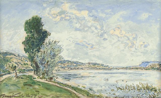 Jongkind J.B.  | Gezicht op het Lac de Paladru, potlood en aquarel op papier 15,1 x 25,0 cm, gesigneerd l.o. en gedateerd 1877