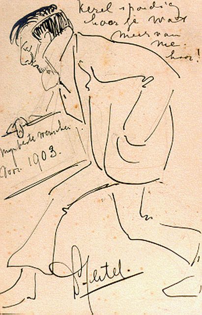 Gestel L.  | De beste wensen voor 1903, pen en potlood op papier 14,0 x 9,0 cm, gesigneerd m.o.
