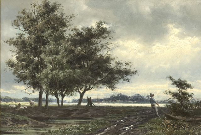 Doeleman J.H.  | Landschap nabij Utrecht, olieverf op paneel 21,0 x 30,0 cm, gesigneerd l.o.