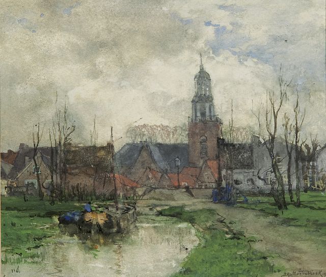 Johan Hendrik van Mastenbroek | Gezicht op Streefkerk, aquarel op papier, 21,2 x 24,4 cm, gesigneerd r.o. en gedateerd 1904
