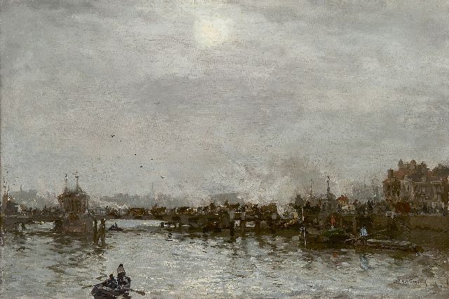 Mastenbroek J.H. van | De Vierleeuwenbrug bij de Oude Haven, Rotterdam, olieverf op doek 41,2 x 60,8 cm, gesigneerd r.o.