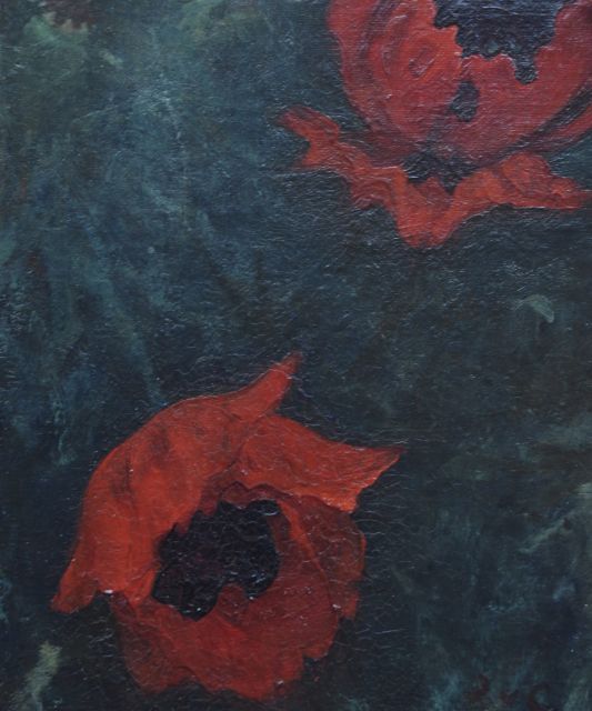 Looy J. van | Klaprozen, olieverf op doek op paneel 29,8 x 25,2 cm, gesigneerd r.o. met initialen en mogelijk geschilderd in de periode 1907-1930