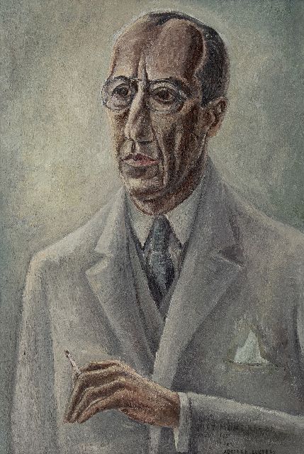 Lubbers A.  | Portret van Piet Mondriaan, olieverf op doek 81,3 x 54,7 cm, gesigneerd r.o. (tweemaal) en gedateerd 1931 (tweemaal)