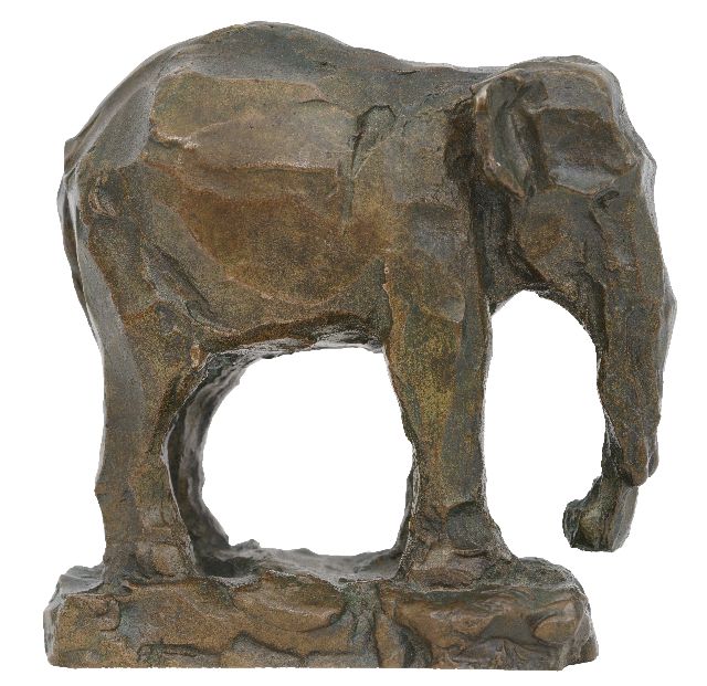 Lambertus Zijl | Olifant, brons, 11,0 x 11,0 cm, gesigneerd op zijkant basis met initialen en gedateerd '18