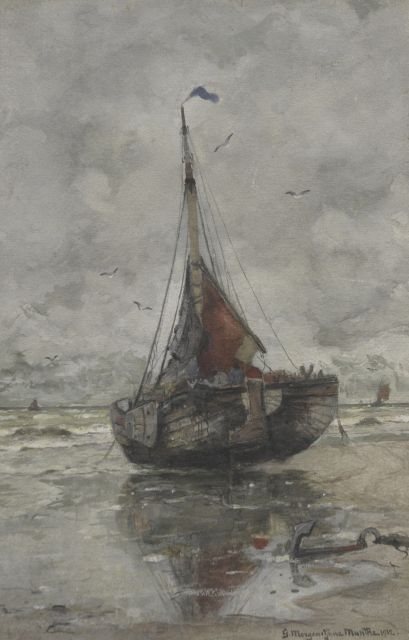 Munthe G.A.L.  | Bomschuit op het strand, aquarel op papier 48,2 x 31,3 cm, gesigneerd r.o. en gedateerd 1912