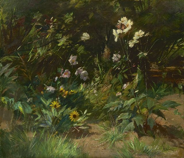Willem Korteling | Bloemen in duinlandschap, olieverf op doek, 62,4 x 72,4 cm, gesigneerd r.o.