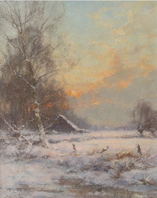 Jan Holtrup | Sneeuwlandschap, olieverf op doek, 50,3 x 40,3 cm, gesigneerd l.o.