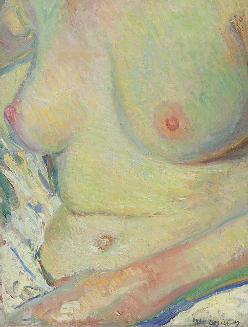 Gestel L.  | Vrouw, zittend in bad, olieverf op doek 33,5 x 25,6 cm, gesigneerd r.o. en gedateerd '09