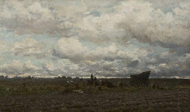 Hendrik Willem Mesdag | Aardappeloogst, Drenthe, olieverf op doek, 48,3 x 78,3 cm, gesigneerd l.o.