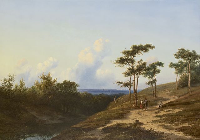 Lieste C.  | Gezicht op het Rijndal bij Oosterbeek, olieverf op paneel 75,5 x 101,7 cm, gesigneerd r.o. en te dateren ca. 1853-1861