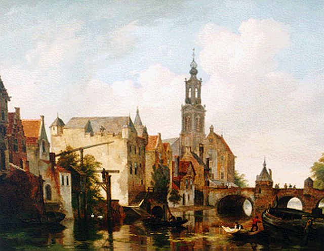 Bart van Hove | Stad aan een rivier, olieverf op paneel, 39,3 x 45,5 cm, gesigneerd r.o.