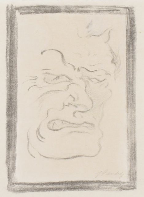Bendien J.  | Kwaad gezicht, tekening op papier 17,0 x 12,0 cm