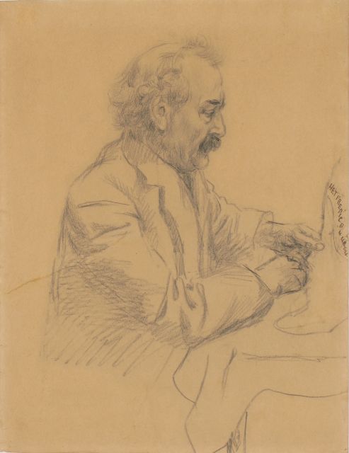 Bendien J.  | Portret van opa Bendien, tekening op papier 33,0 x 25,5 cm