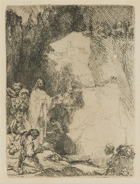 Rembrandt (Rembrandt Harmensz. van Rijn)   | De opwekking van Lazarus, ets 15,0 x 11,4 cm, gesigneerd l.o. in de plaat en gedateerd in de plaat 1642
