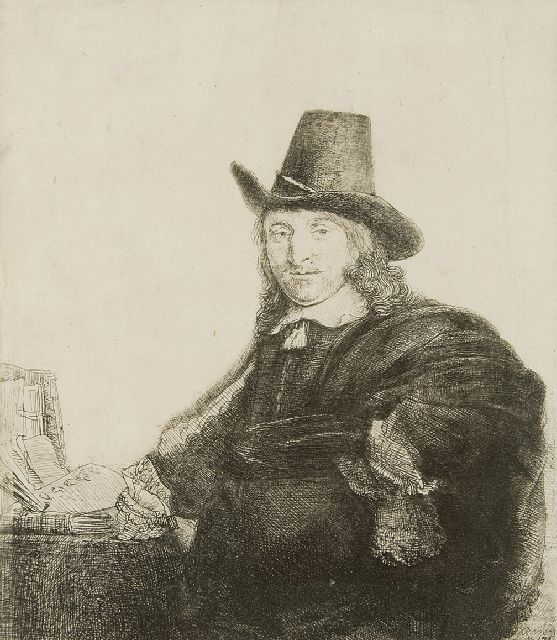 Rembrandt (Rembrandt Harmensz. van Rijn)   | De schilder Jan Asselijn, bijgenaamd 'Krabbetje', ets 19,2 x 16,4 cm, gesigneerd r.o. in de plaat