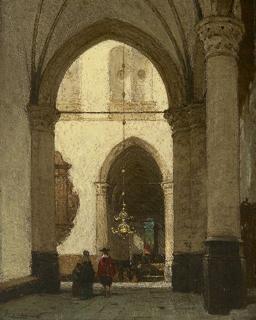 Bosboom J.  | De St. Laurenskerk, Alkmaar, olieverf op paneel 32,2 x 25,3 cm, gesigneerd l.o.