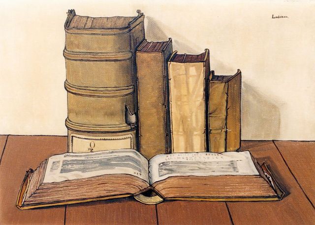 Lodeizen J.  | Boeken, olieverf op doek 40,2 x 56,5 cm, gesigneerd r.b. en gedateerd 1927