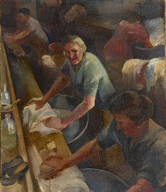 Feer A. van der | Wasvrouwen, olieverf op doek 70,3 x 60,1 cm, gesigneerd r.b.