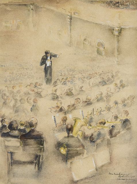 Neuburger E.  | In het Concertgebouw, Amsterdam, aquarel op papier 40,0 x 30,0 cm, gesigneerd r.o. en gedateerd september 1941
