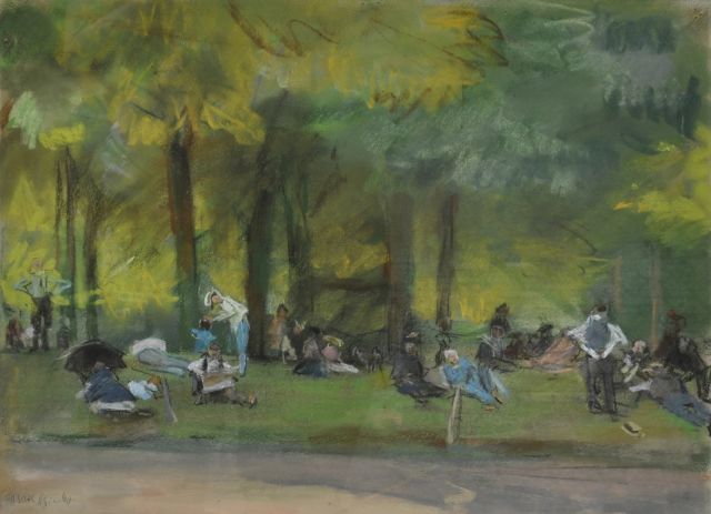 Israels I.L.  | In het Bois de Boulogne, pastel op papier 31,3 x 39,2 cm, gesigneerd l.o.