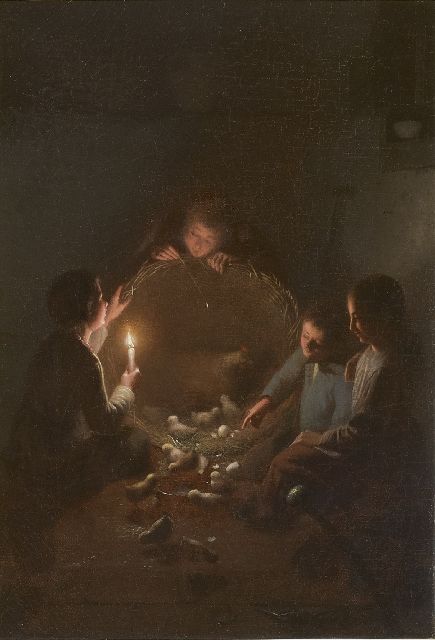 Johannes Rosierse | Een klein wonder bij kaarslicht, olieverf op doek, 36,0 x 27,3 cm, gesigneerd r.o.