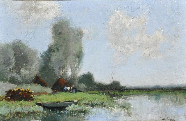 Cornelis Kuijpers | Boerenerf aan een veenplas, olieverf op doek, 27,5 x 40,3 cm, gesigneerd r.o.