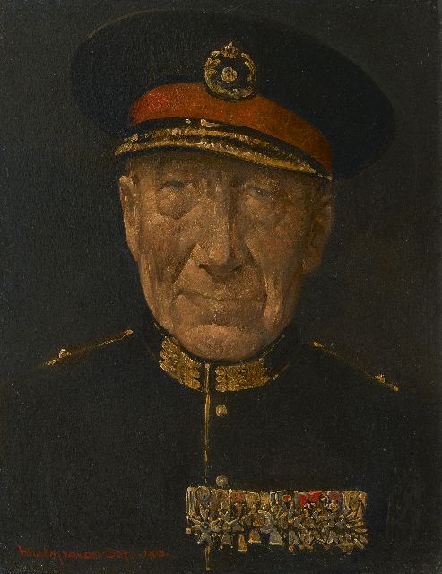 Berg W.H. van den | Portret van generaal Coenraad Lodewijk Walther Boer, olieverf op board 20,8 x 16,0 cm, gesigneerd l.o. en gedateerd 1963