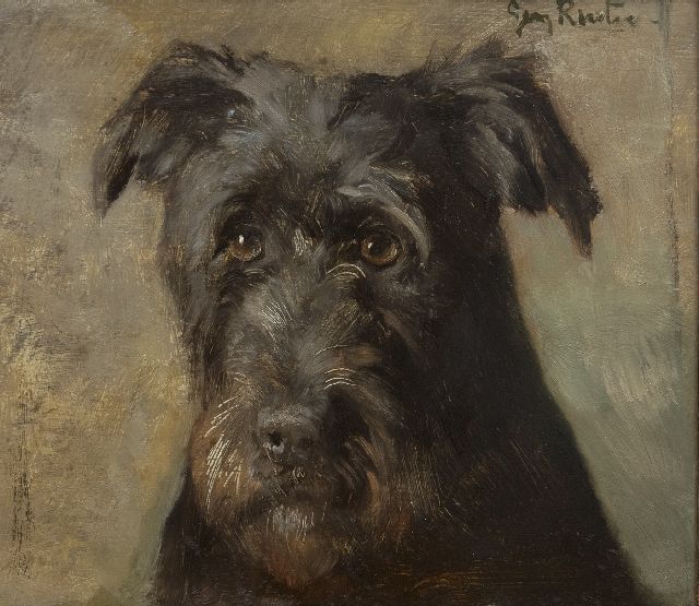 Georg Rueter | Portret van een terriër, olieverf op paneel, 26,1 x 30,2 cm, gesigneerd r.b.