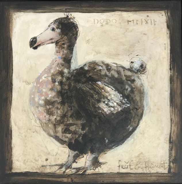 Evert van Hemert | Dodo, acryl op board, 20,0 x 20,0 cm, gesigneerd r.o. en gedateerd MMXII