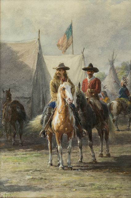 Otto Eerelman | Buffalo Bill op een Appaloosa, aquarel en gouache op papier, 54,3 x 36,9 cm, gesigneerd l.o.
