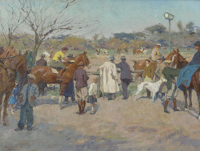 Wolter H.J.  | Paardenrennen op de Galoppatoio, Villa Borghese, Rome, olieverf op doek 33,7 x 44,6 cm, gesigneerd r.o. en te dateren ca. 1938-1940