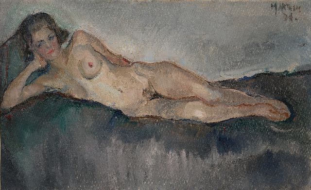 George Martens | Liggend naakt, olieverf op doek, 38,2 x 61,6 cm, gesigneerd r.b. en gedateerd '34