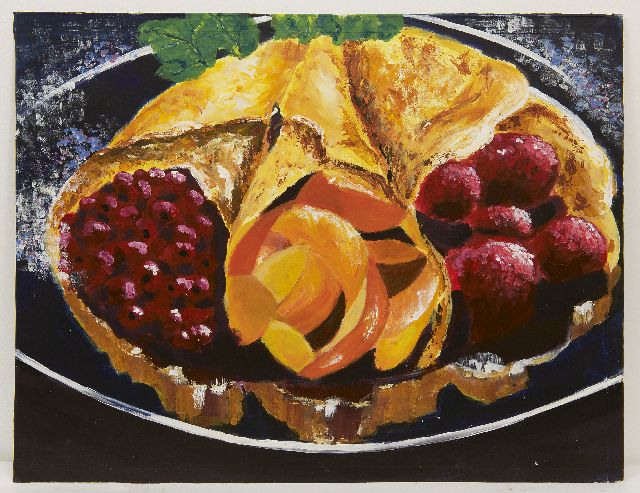 Onbekend 20e eeuw  | Crêpes met fruit, gouache op papier 54,8 x 71,0 cm