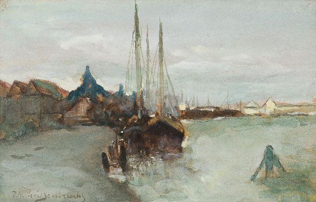 Weissenbruch H.J.  | De haven van Zaandam, aquarel op papier 14,5 x 22,5 cm, gesigneerd l.o.