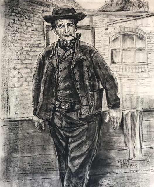 Pijpers E.E.  | Portret van een boer, houtskool op papier 60,2 x 49,9 cm, gesigneerd r.o.