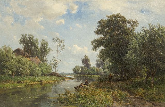 Borselen J.W. van | Gezicht op riviertje De Vlist, olieverf op doek 45,5 x 70,5 cm, gesigneerd r.o.