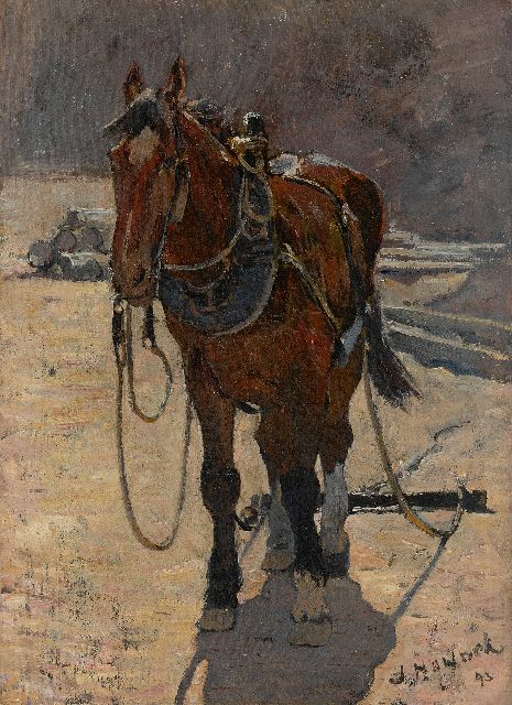 Hoynck van Papendrecht J.  | Trekpaard, olieverf op doek 45,1 x 34,0 cm, gesigneerd r.o. en gedateerd '93