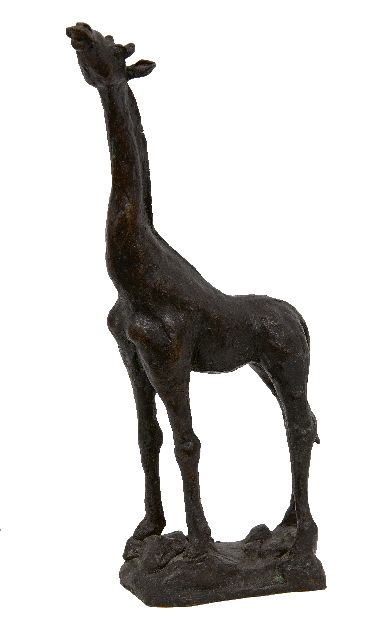 Kasteel H. van | Giraffe, brons 25,0 x 14,5 cm, gesigneerd met initialen op de basis