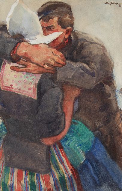 Sluiter J.W.  | Op de Volendamse kermis, aquarel op papier op board 50,5 x 33,0 cm, gesigneerd r.b. en gedateerd 'VD' 06 [?]