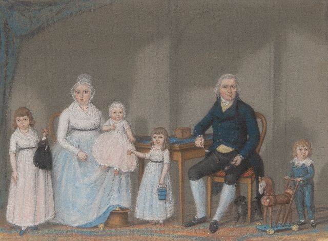 Jelgerhuis J.  | Familieportret, pastel op papier 42,0 x 57,1 cm, gesigneerd l.o. en gedateerd 5/11 1798