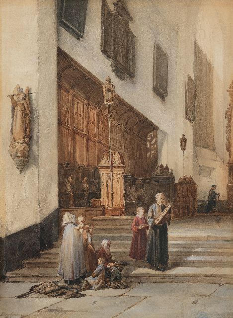Bosboom J.  | Het koor van de Sint-Martinuskerk in Emmerich, aquarel op papier 55,6 x 41,0 cm, gesigneerd l.o. en gedateerd 1859