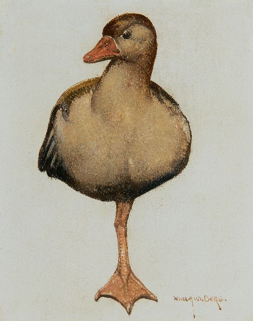 Berg W.H. van den | Rustende eend, olieverf op paneel 16,5 x 13,6 cm, gesigneerd r.o.