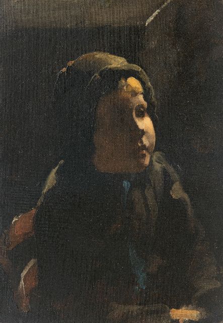 Willem Witsen | Boerenkindje, olieverf op schildersboard, 35,5 x 25,3 cm, te dateren ca. 1885