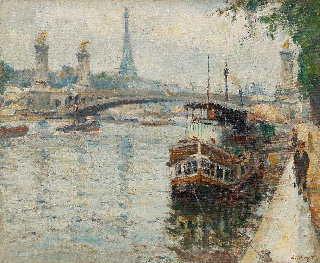 Evert Moll | De Seine bij de Pont Alexandre III in Parijs, olieverf op doek, 50,4 x 60,6 cm, gesigneerd r.o. en te dateren ca. 1925, zonder lijst