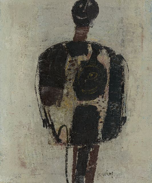 Jan van Heel | Zwarte pop, olieverf op doek, 60,4 x 49,9 cm, gesigneerd m.o. en verso en verso gedateerd '64